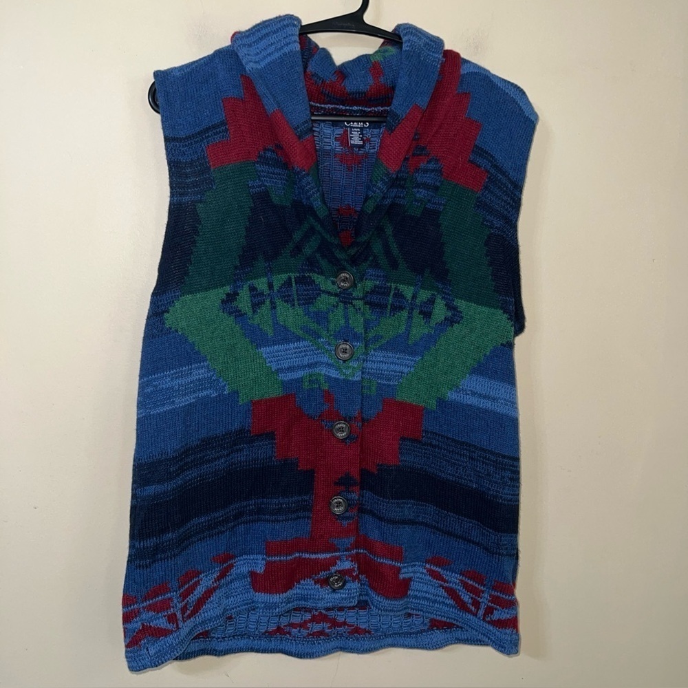 Chaps Aztec Multicolor Knit Vest Women’s Large